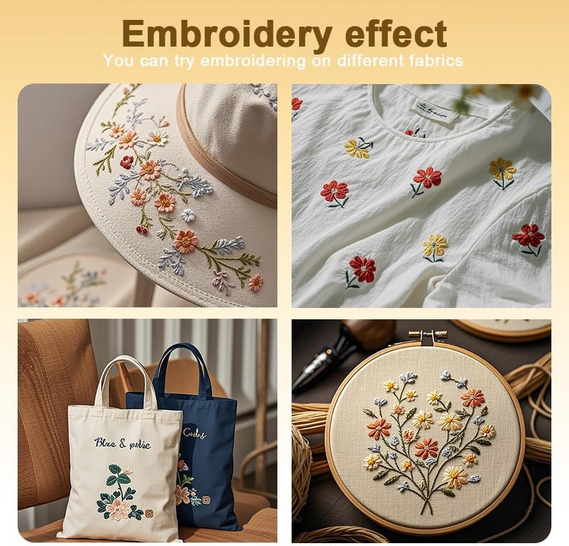 DOODLREAM 15Pcs Mushroom and Plant Embroidery Pattern Stabilizers, 8.3"x11.7" Mushroom Water Soluble Stick and Stitch Embroidery Stickers, 4 Sheets Hand Sewing DIY Plant Embroidery Paper - Image 5